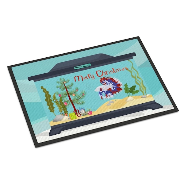 Carolines Treasures 18 x 27 in. Comb Tail Betta Merry Christmas Indoor or Outdoor Mat CK4522MAT - main